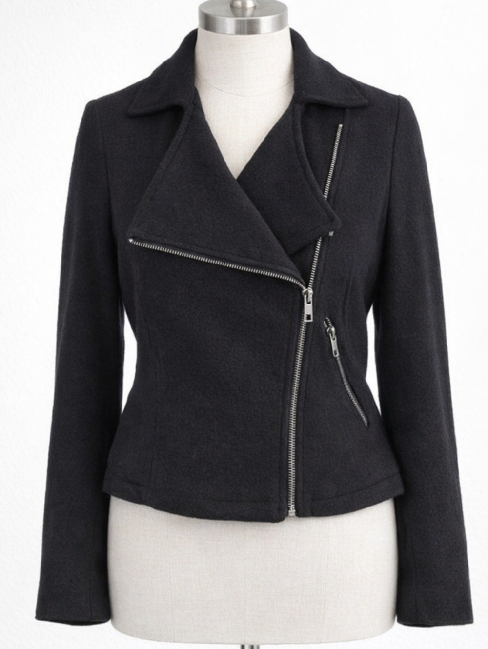 Urban Outfitters Silence + Noise Black Fleece Cotton Blend Moto Jacket Small